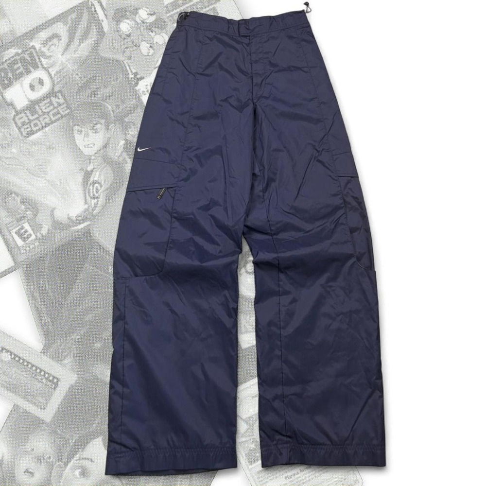 Vintage Y2K Nike Navy Blue Track Windbreaker Baggy Wide Leg Cargo Pants Mens